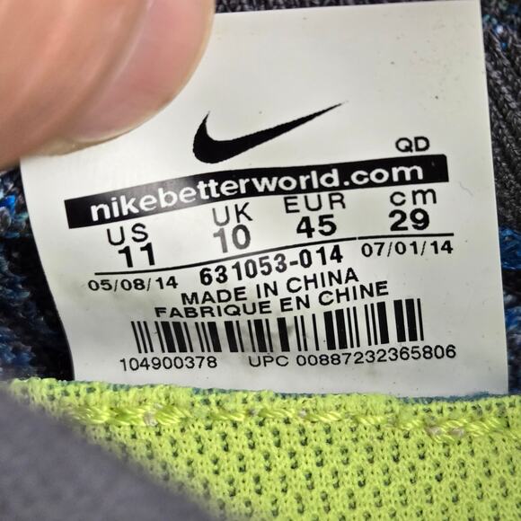 Nike Mens 11 Free 4.0 Flyknit Blue Gray Athletic Daily Running Shoe 631053-014 - Picture 13 of 13